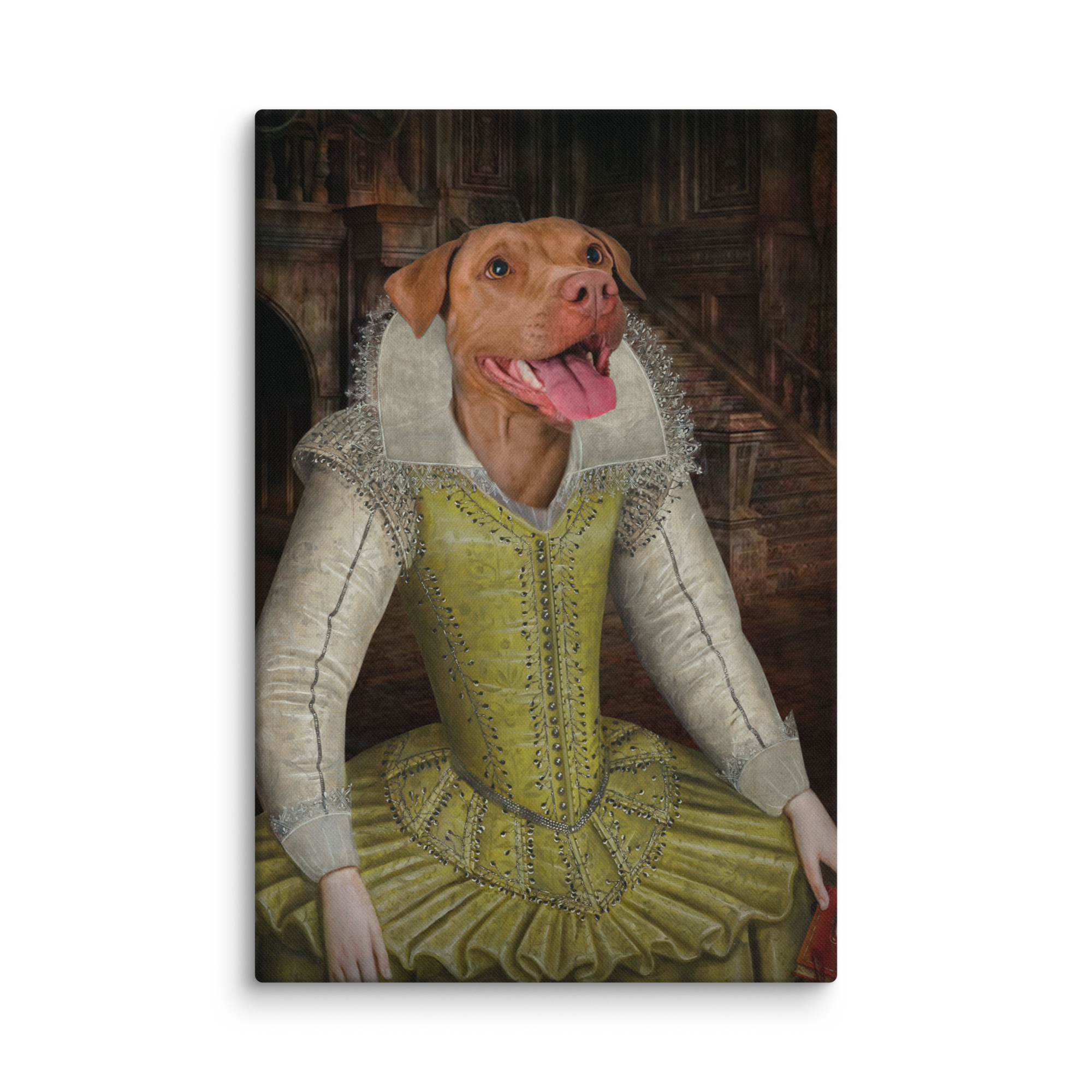 Dama Verde – Lienzo con retrato de mascota personalizado